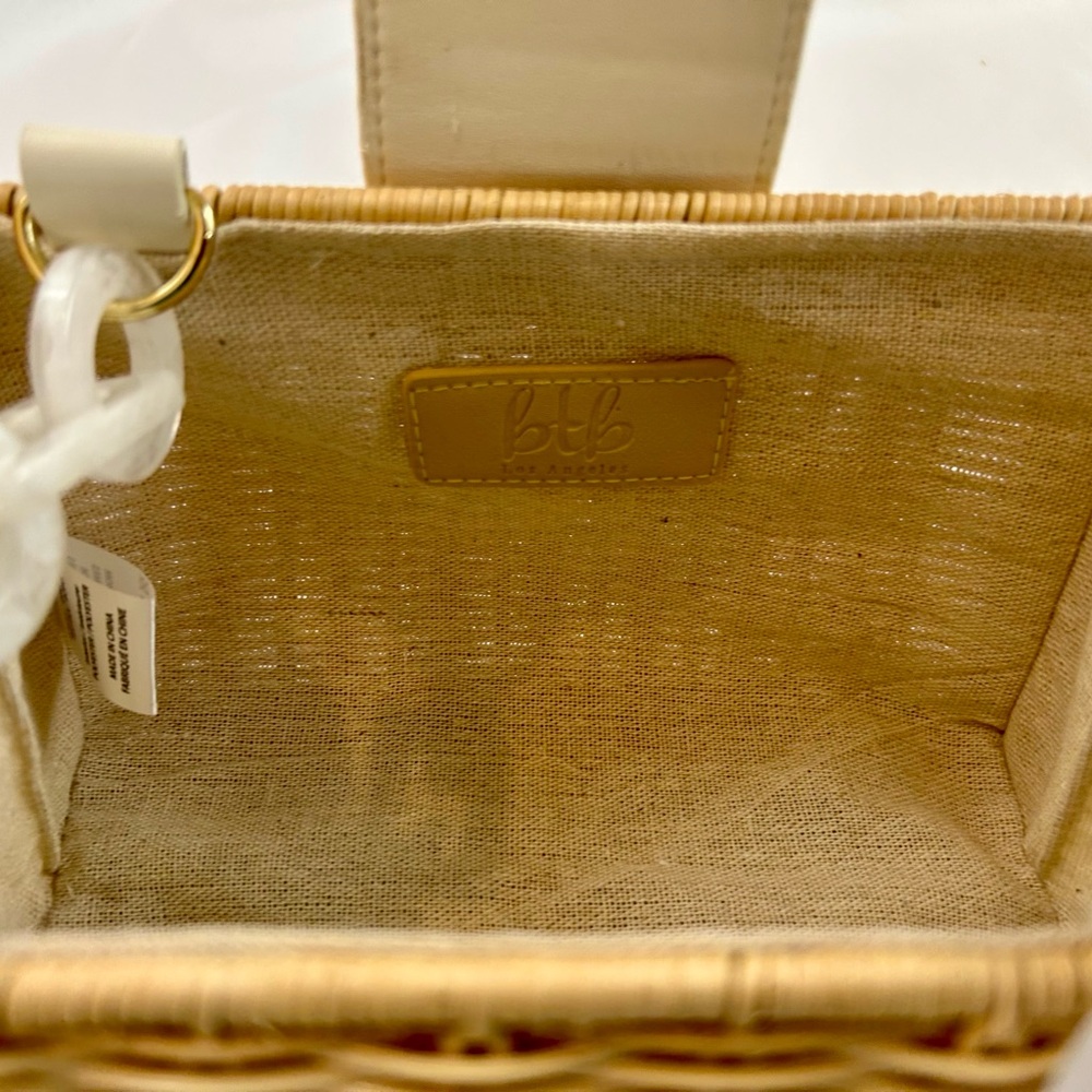 BTB Los Angeles Wicker Basket Bag Chunky Acrylic Chain Summer Purse - Picture 5 of 5
